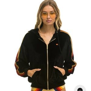 Aviator Nation velour zip up hoodie